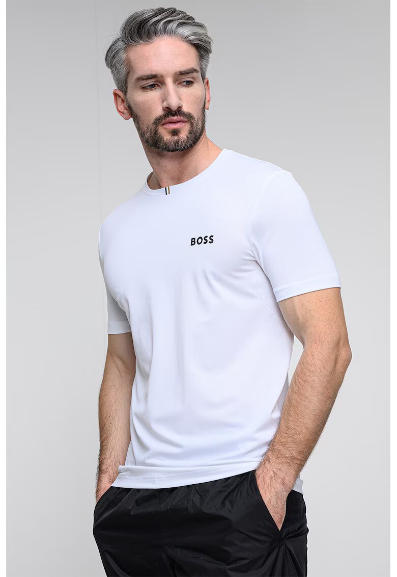 BOSS Tricou cu logo contrastant - Alb optic