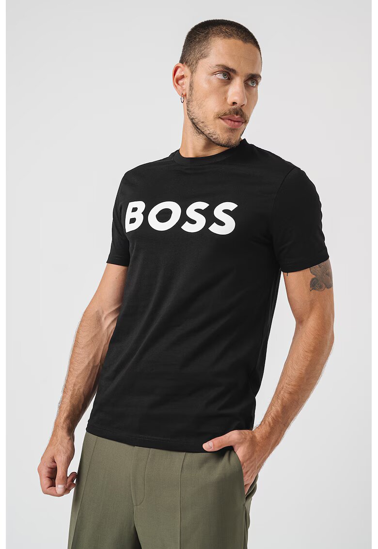 BOSS Tricou cu logo Thinking - Negru