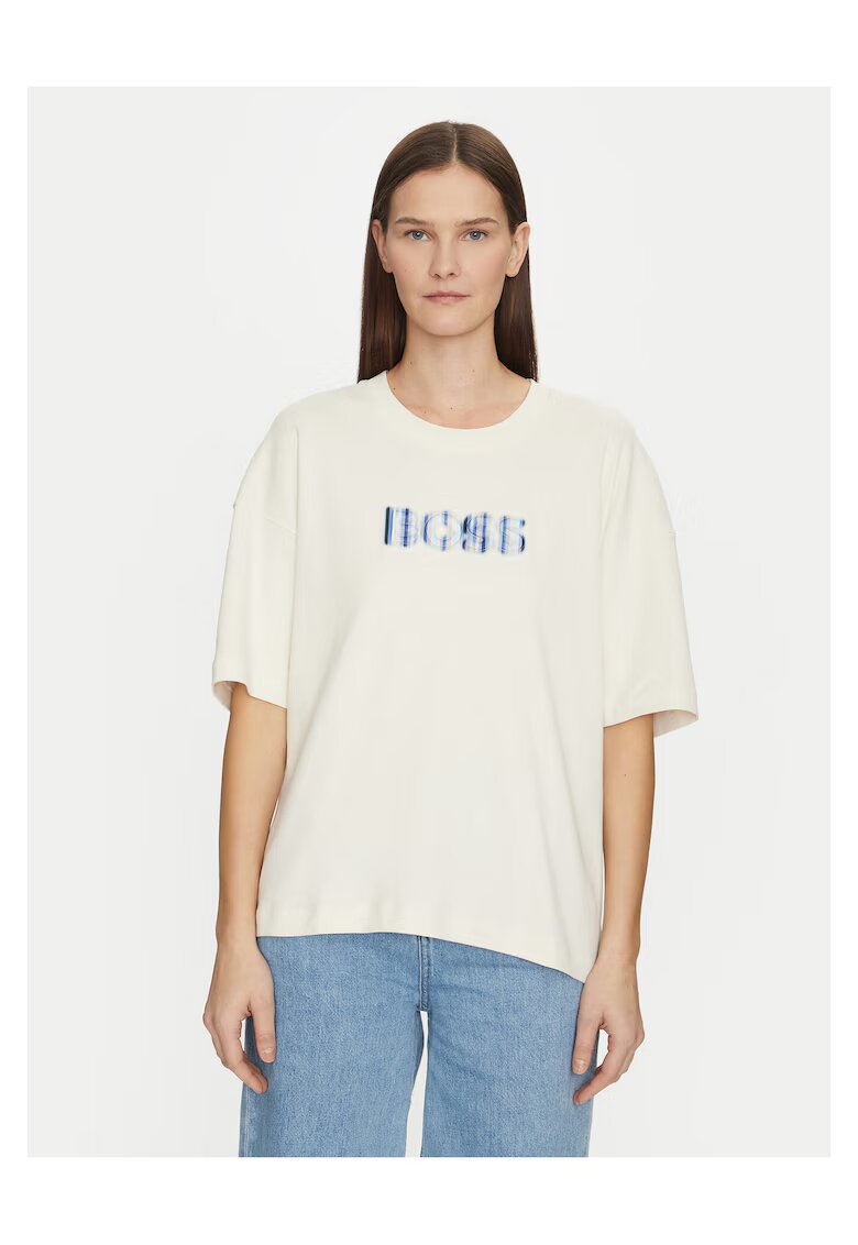 BOSS Tricou dama alb/albastru