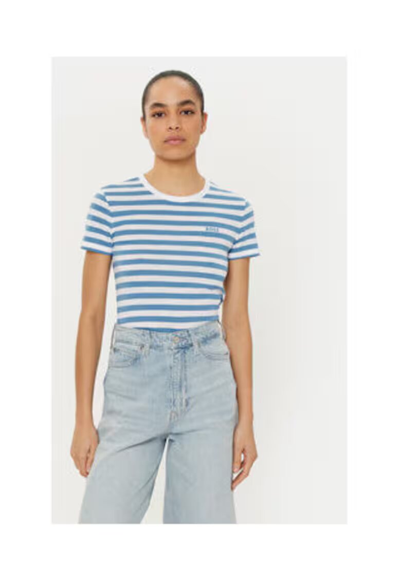 BOSS Tricou dama - Bumbac - Albastru/Alb