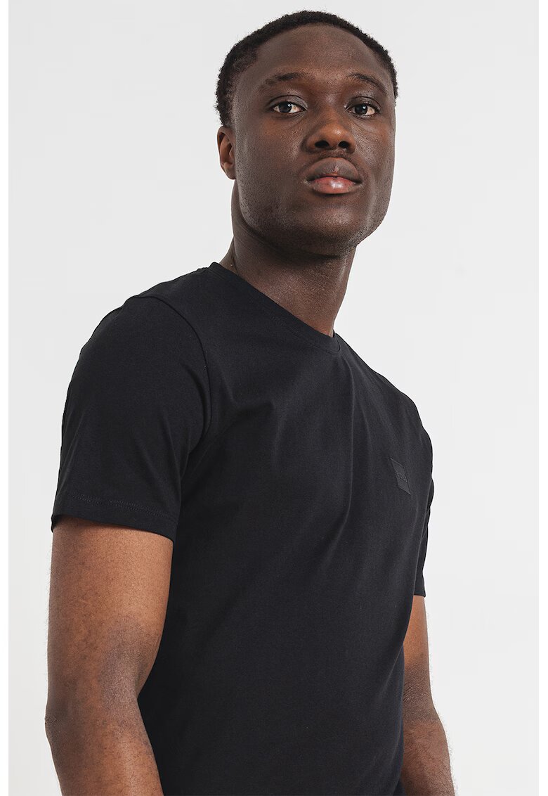 BOSS Tricou din bumbac cu aplicatie logo Tales - Negru