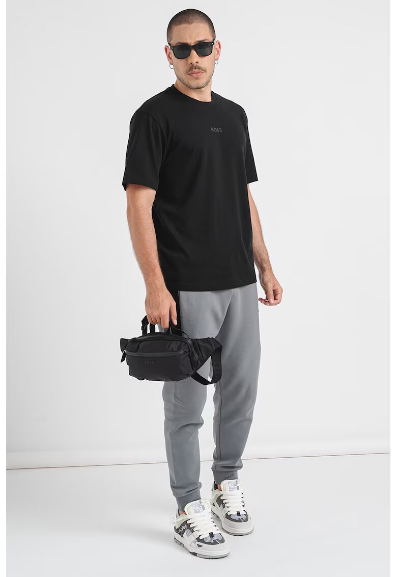 BOSS Tricou din bumbac cu detaliu logo - Negru