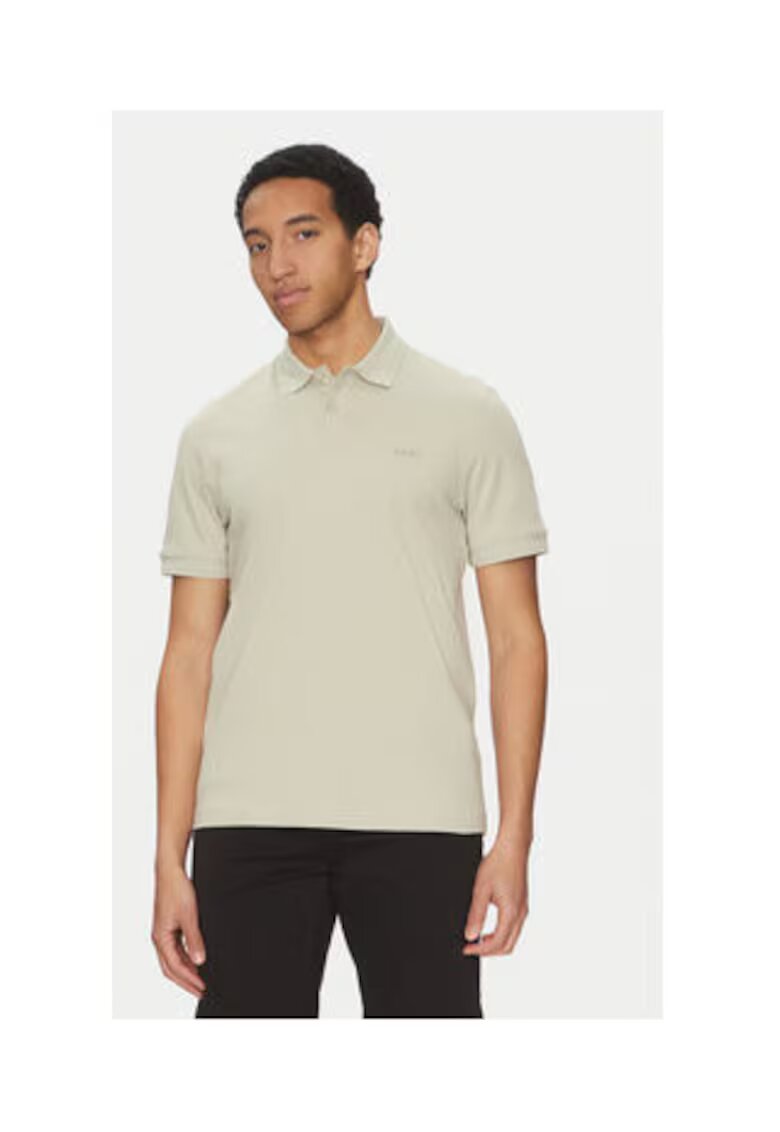 BOSS Tricou polo barbat - material sintetic - bej -