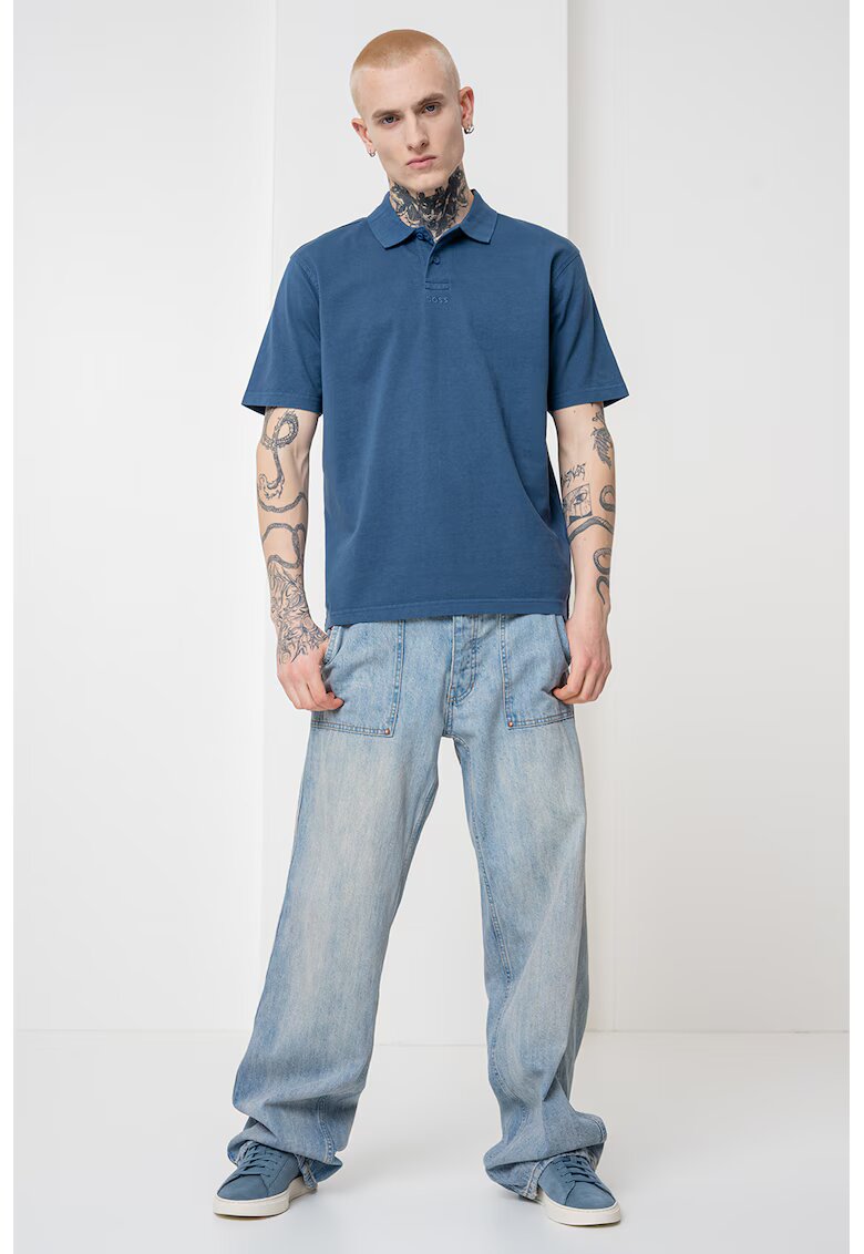 BOSS Tricou polo relaxed fit - Albastru inchis