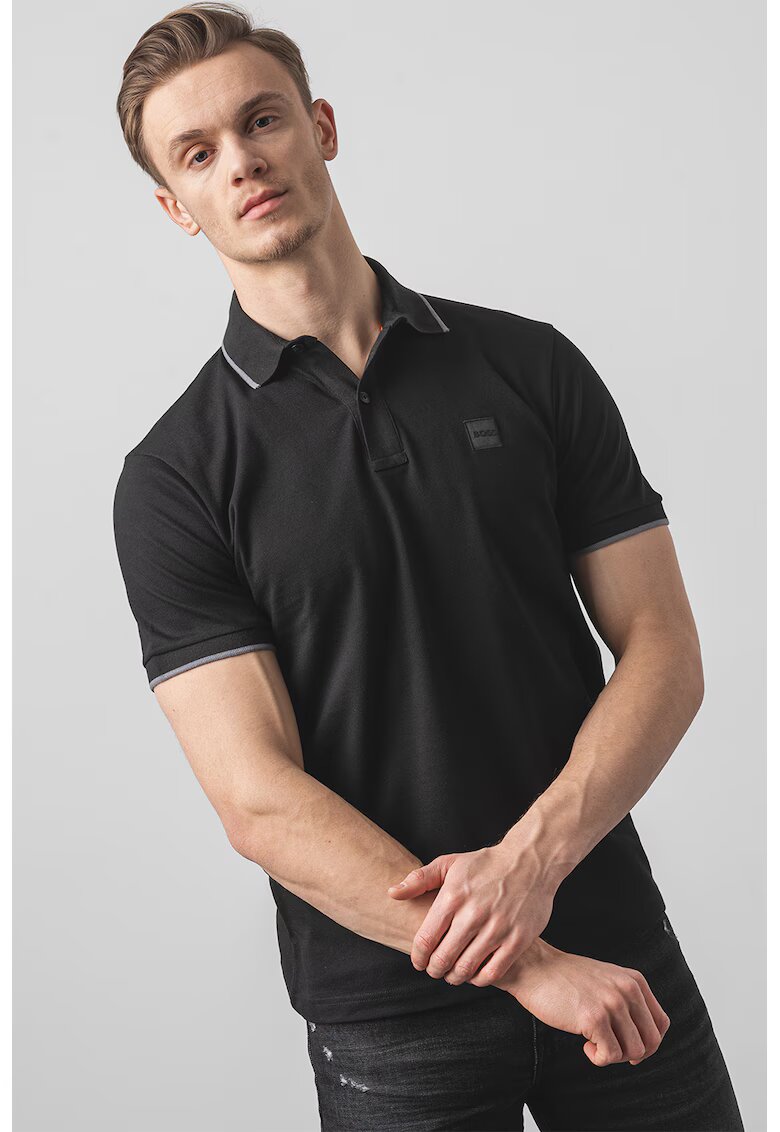 BOSS Tricou polo slim fit Passertip - Negru