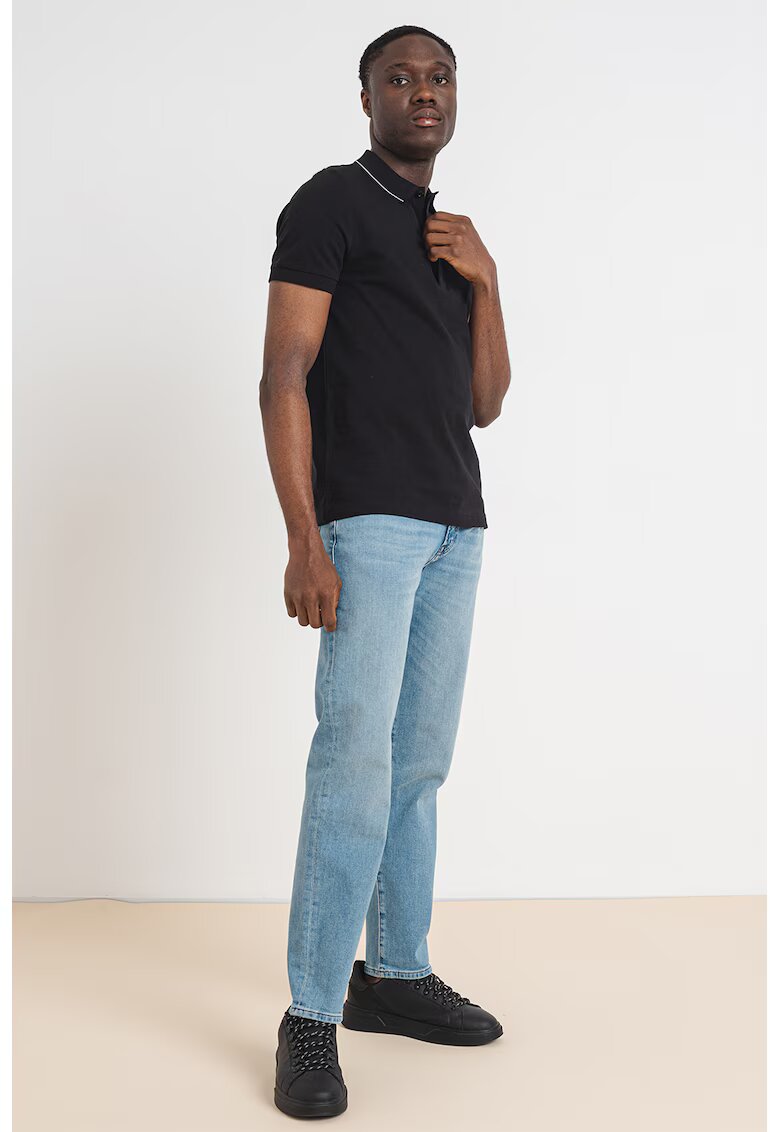BOSS Tricou polo slim fit Paule - Alb/Negru