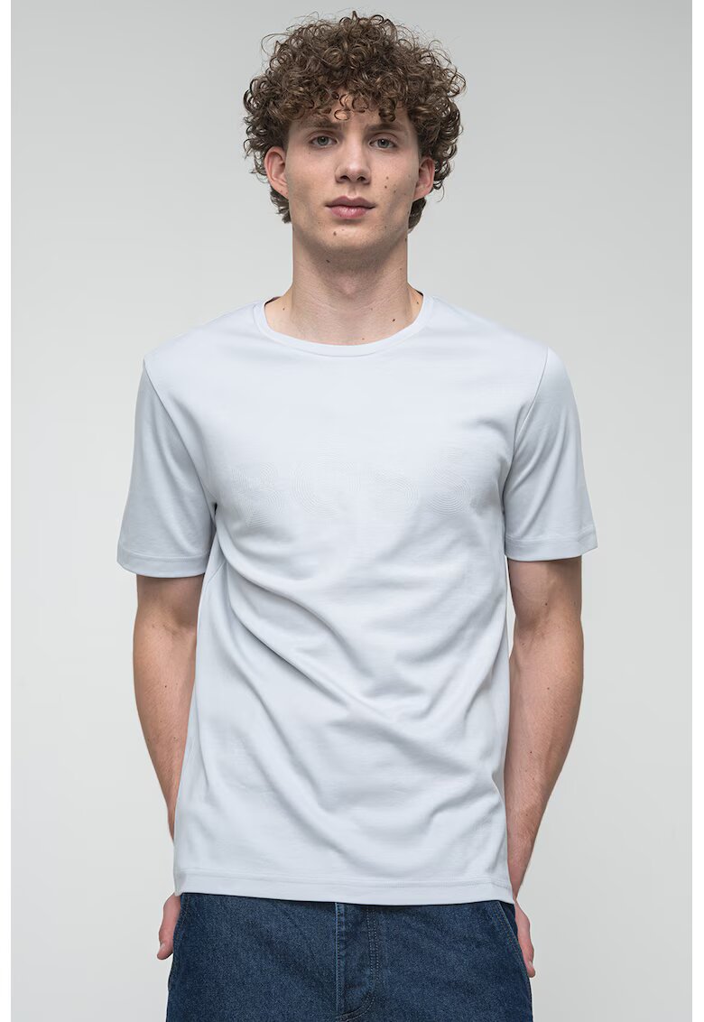 BOSS Tricou regular fit cu decolteu la baza gatului Future - Gri deschis