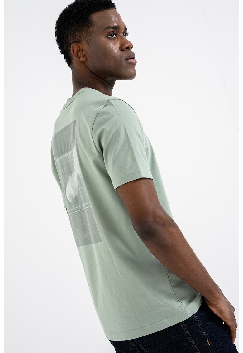 BOSS Tricou slim fit cu imprimeu pe partea din spate - Verde fistic