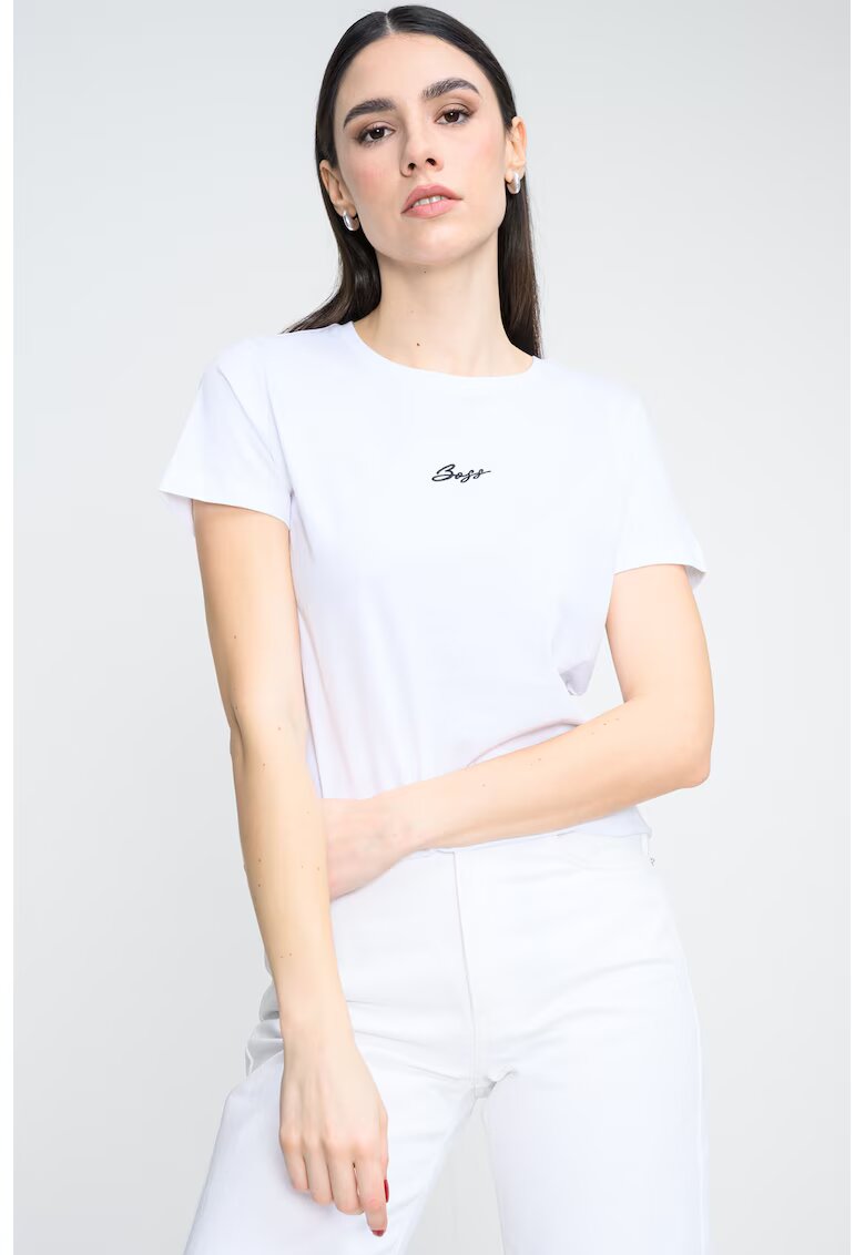 BOSS Tricou slim fit din bumbac Elove - Alb optic