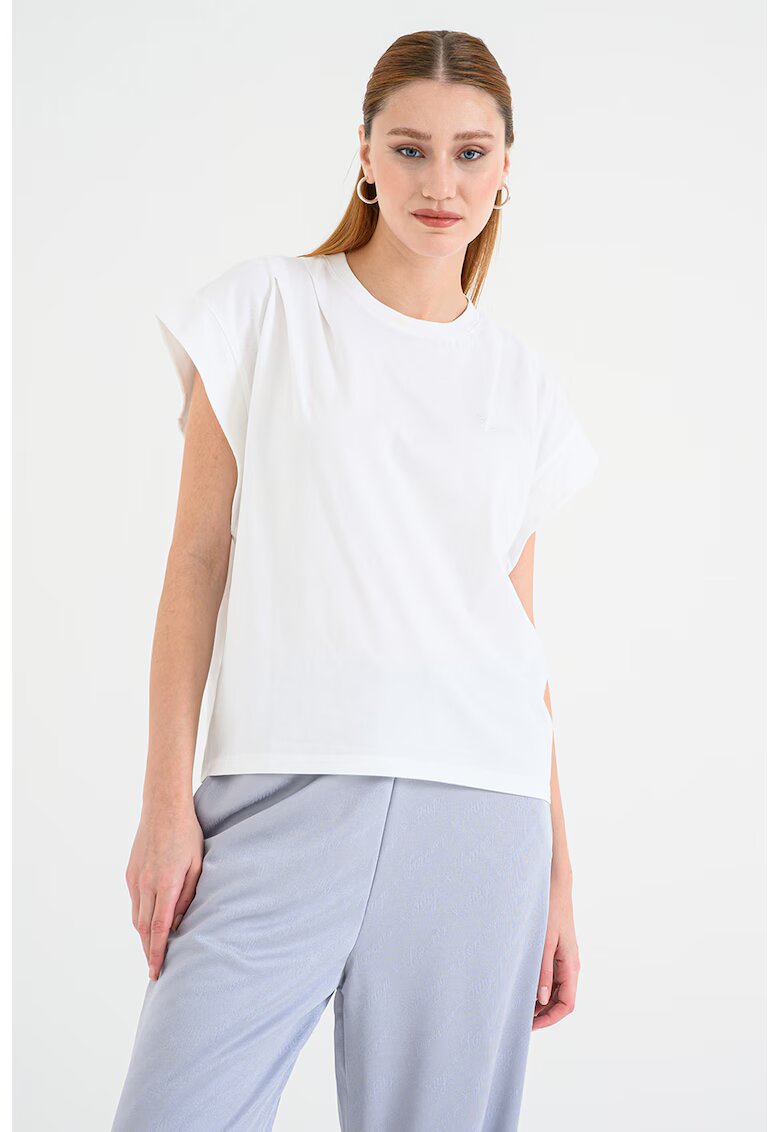 BOSS Tricou uni de bumbac - Alb