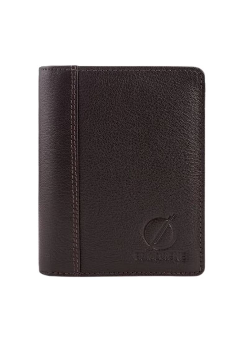 Broedrene Portofel din piele naturala - Brodrene - G-06L - pentru barbati - 10 x 13 x 2 cm - Maro inchis