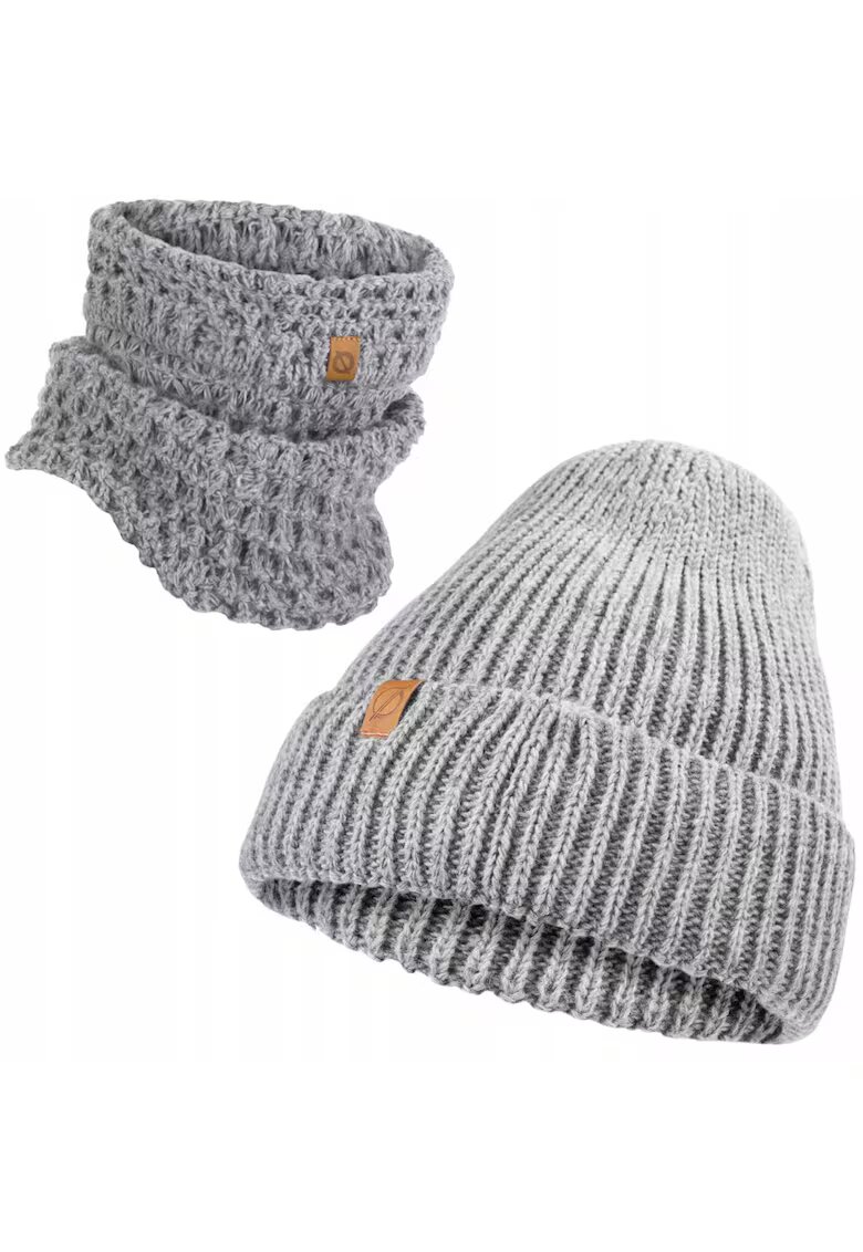 Broedrene Set 2 in 1 - Caciula/Guler - Acril - Circumferinta 56-58 - Gri