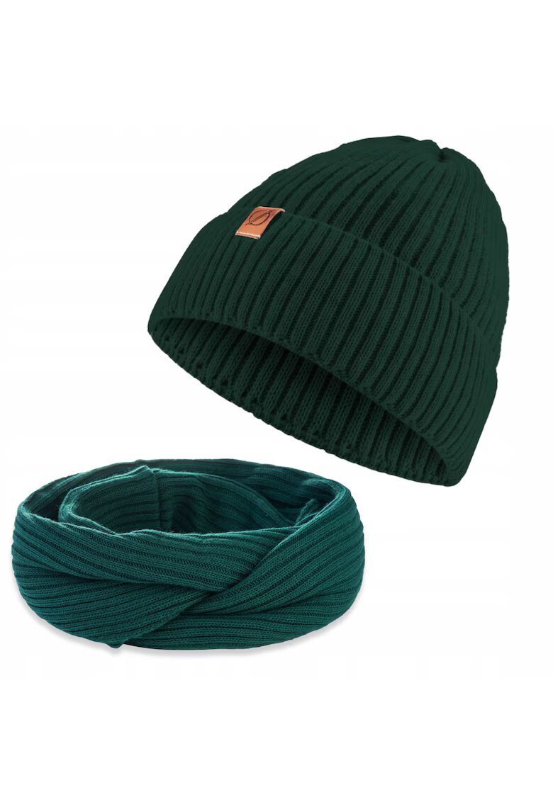 Broedrene Set 2 in 1 - Caciula/Guler - Acril - Circumferinta 56-58 - Verde
