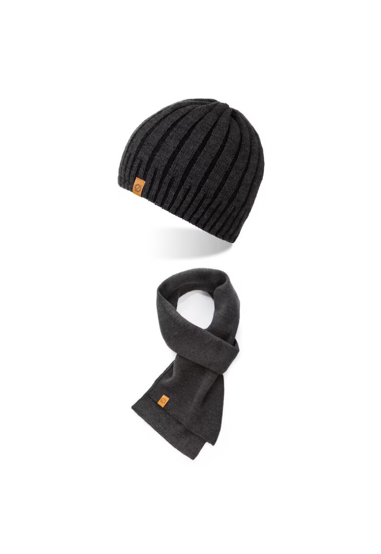Broedrene Set caciula cu fular Brodrene - Acril - Universal - Gri inchis
