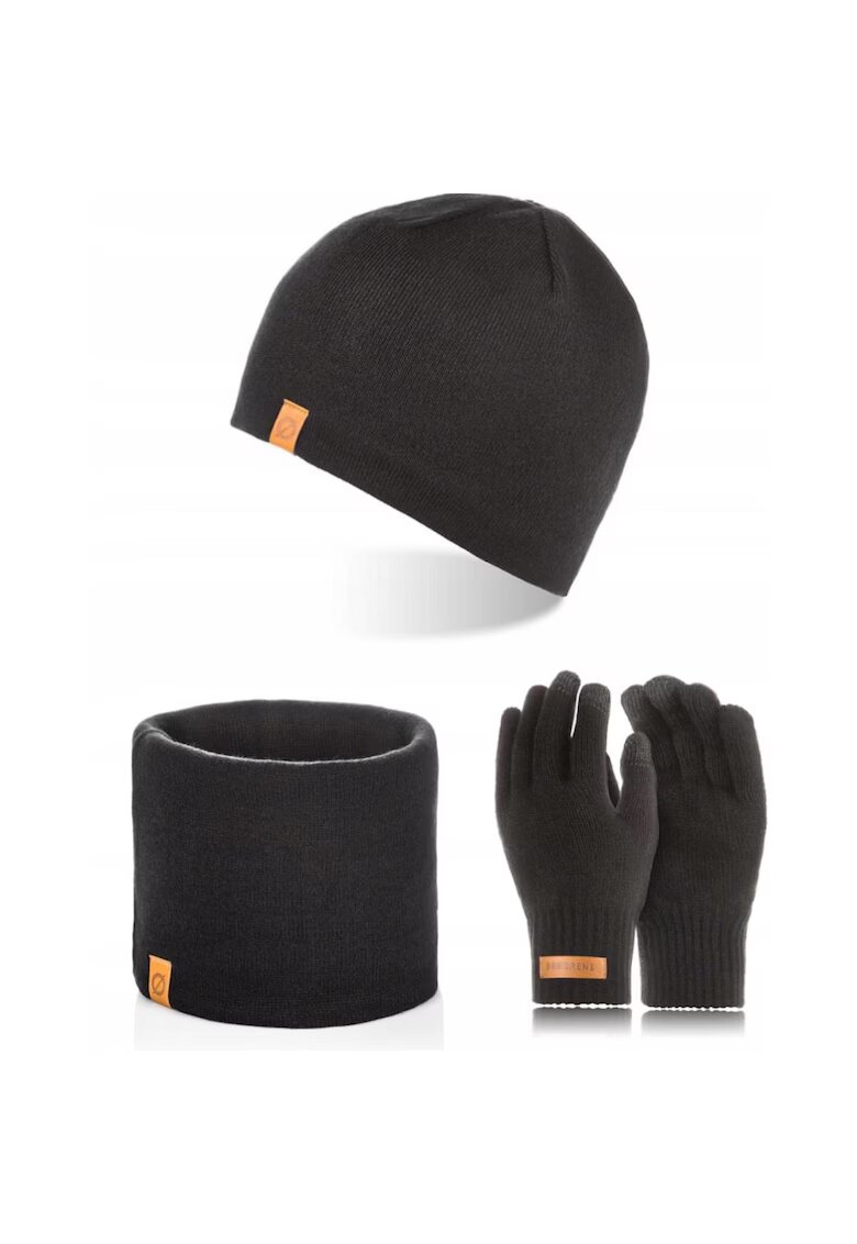 Broedrene Set caciula cu fular si manusi barbati Brodrene - Acril - Negru