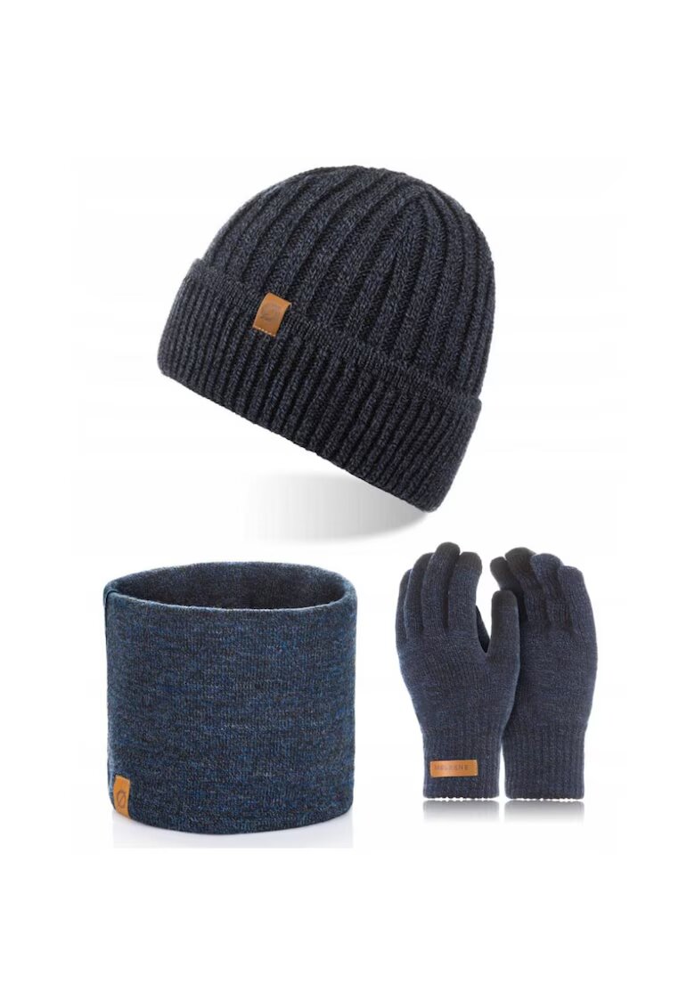 Broedrene Set caciula cu manusi si fular Brodrene - Acril - Universal - Bleumarin
