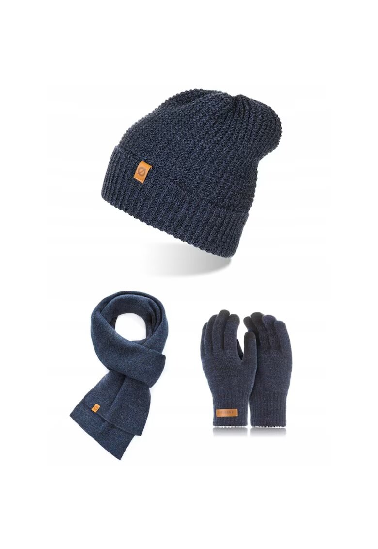 Broedrene Set caciula cu manusi si fular Brodrene - Acril - Universal - Bleumarin