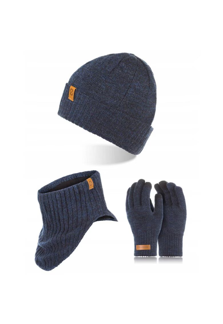 Broedrene Set caciula cu manusi si fular Brodrene - Acril - Universal - Bleumarin