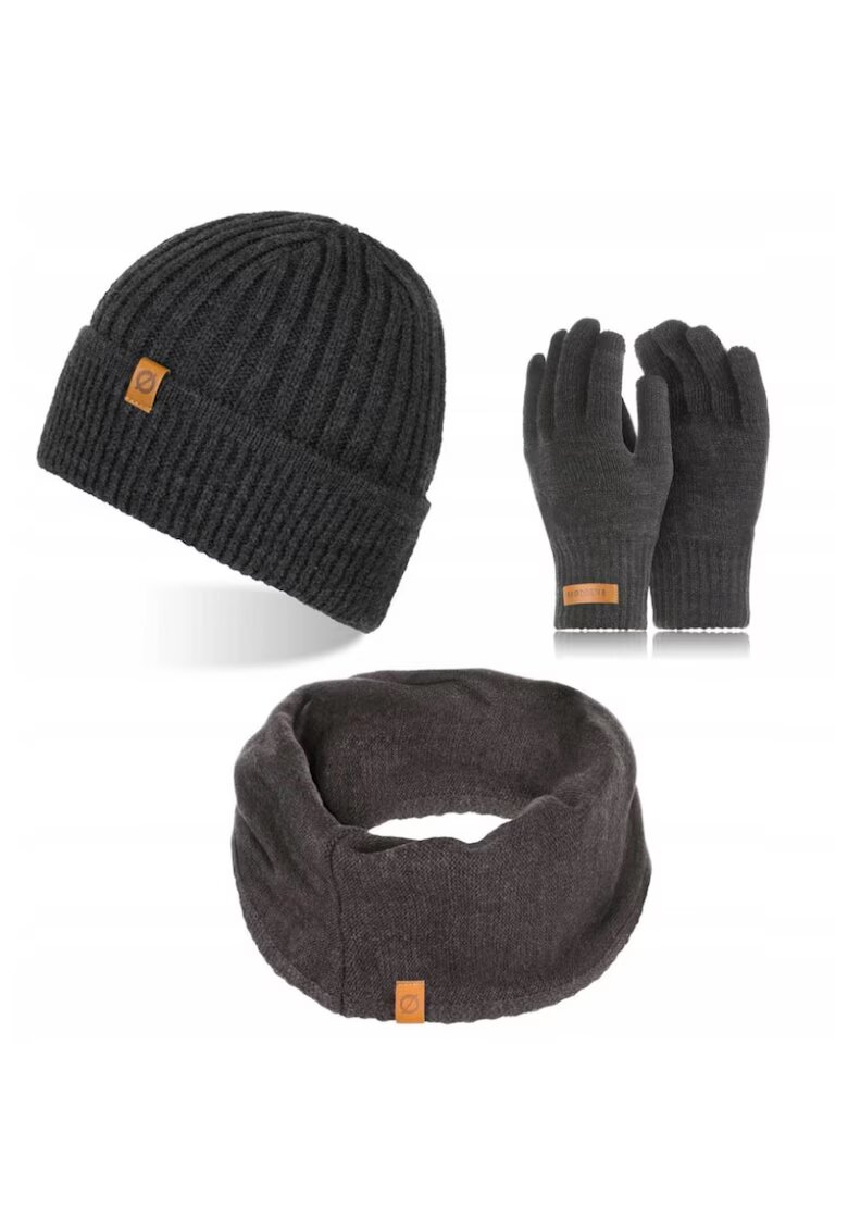 Broedrene Set caciula cu manusi si fular Brodrene - Acril - Universal - Gri inchis