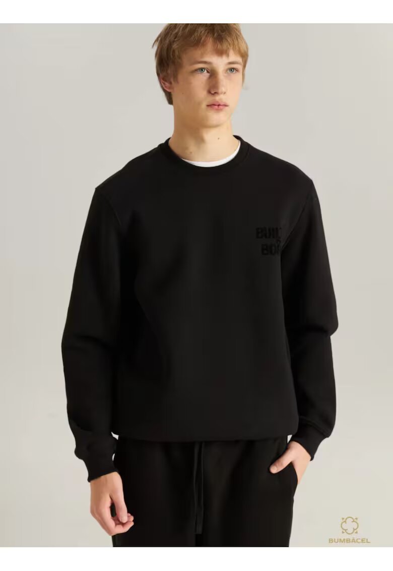 Bumbacel 100 COTTON Hanorac din bumbac cu flis pentru barbati - Negru
