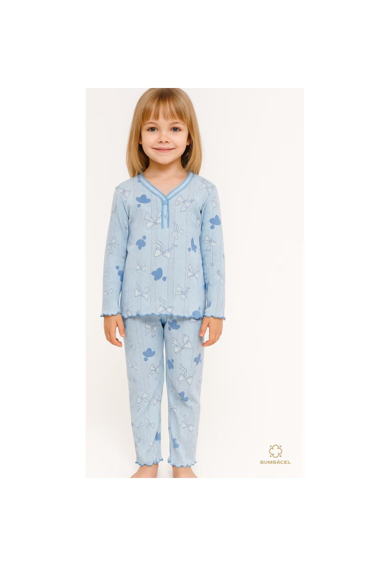 Bumbacel 100 COTTON Pijama din bumbac pentru fete - Albastru