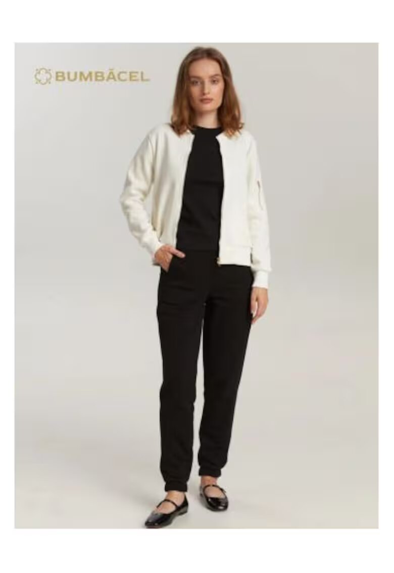 Bumbacel 100 COTTON Trening pentru dame cu bomber si pantaloni - Alb