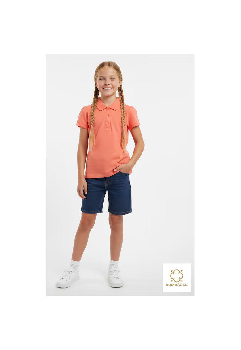 Bumbacel 100 COTTON Tricou polo cu maneca scurta din bumbac pentru fete - Portocaliu