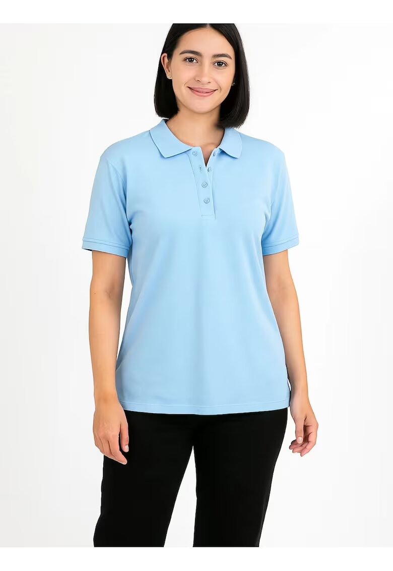 Bumbacel 100 COTTON Tricou polo uniton - cu maneca scurta - pentru dame din bumbac - Albastru