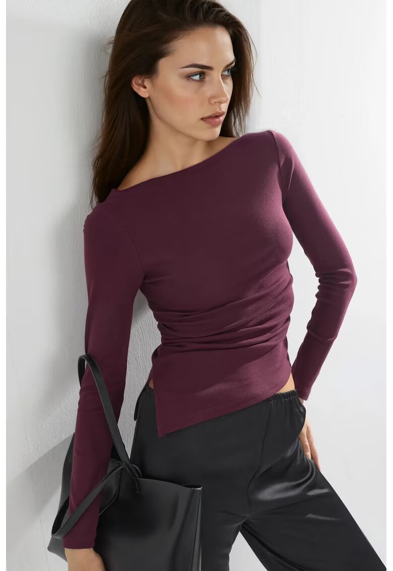 Busem Bluza dama - bumbac - decolteu barca - mov - jerseu -