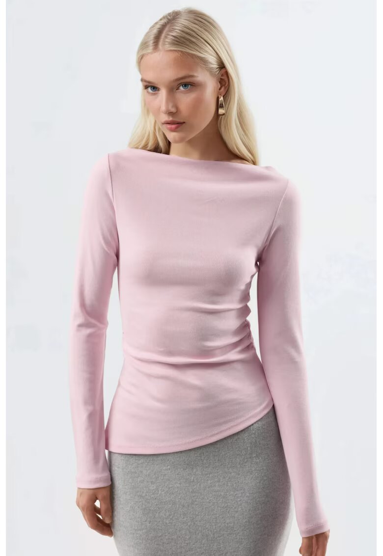 Busem Bluza dama - bumbac - roz pudra - jerseu