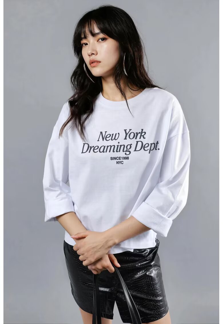 Busem Bluza dama - maneca lunga - alb - jerseu -