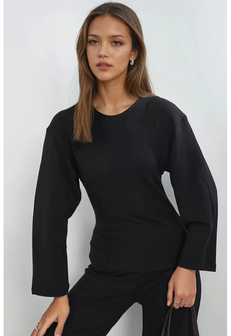Busem Bluza dama - mulata - maneca lunga - negru - jerseu