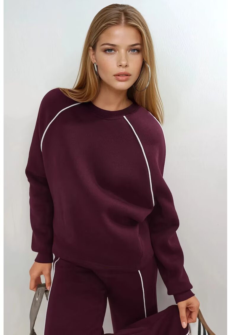 Busem Hanorac dama - cu maneca lunga - rosu visiniu - textil