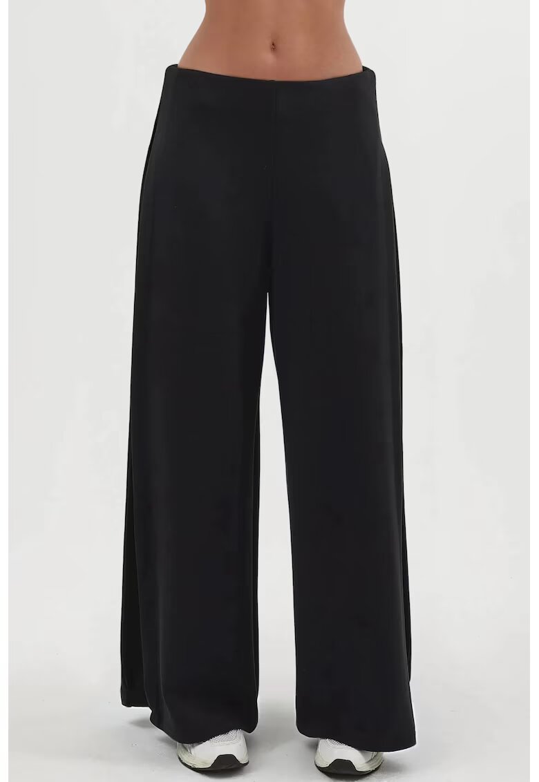 Busem Pantaloni dama - plisati picior larg - negru - textil - Negru