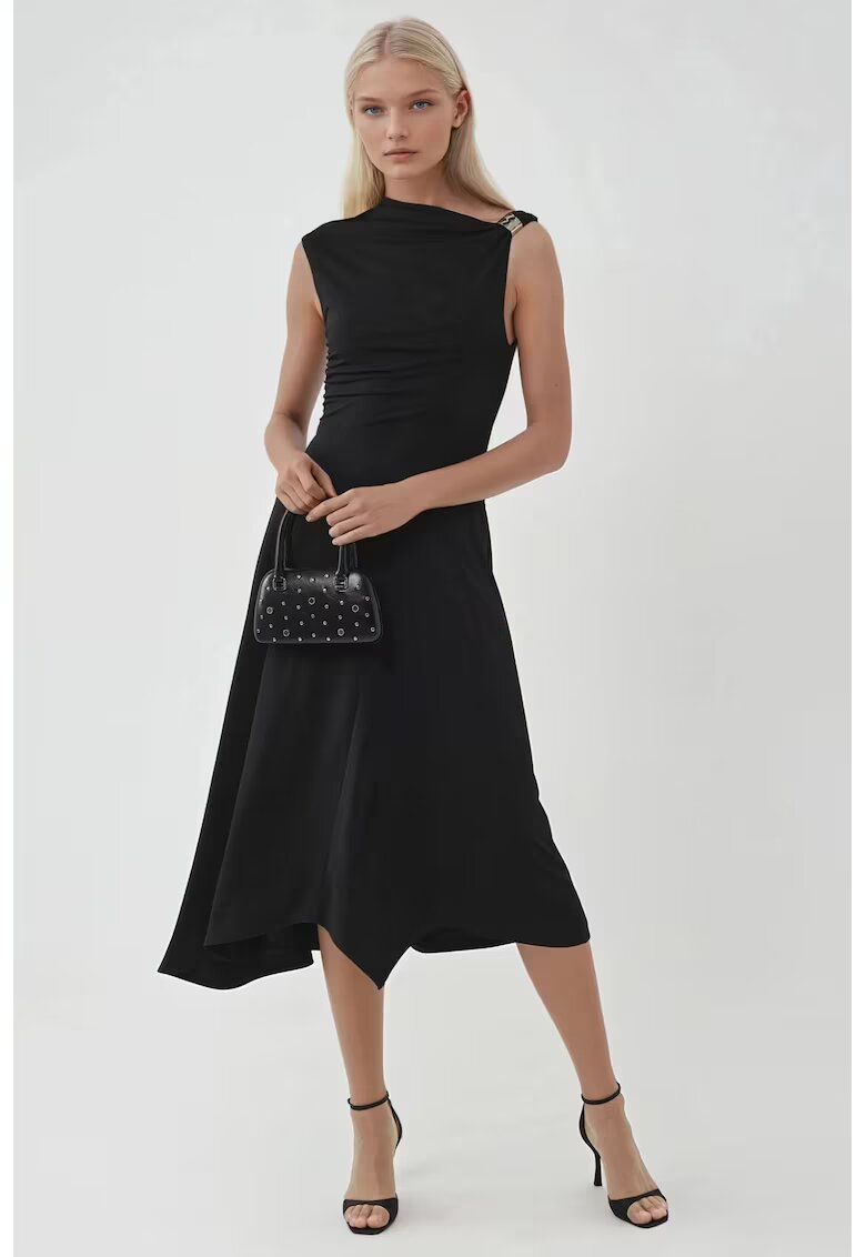 Busem Rochie Midi asimetrica - neagra - jerseu