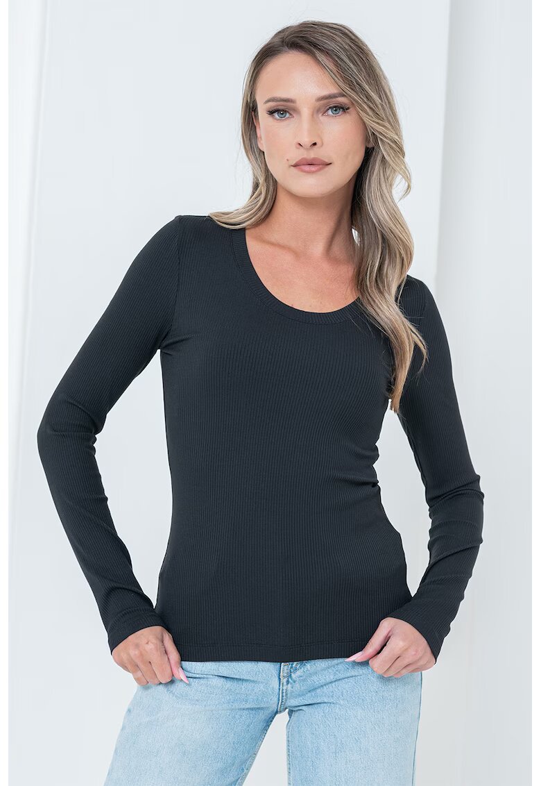 Calvin Klein Bluza cambrata din amestec de modal - Negru