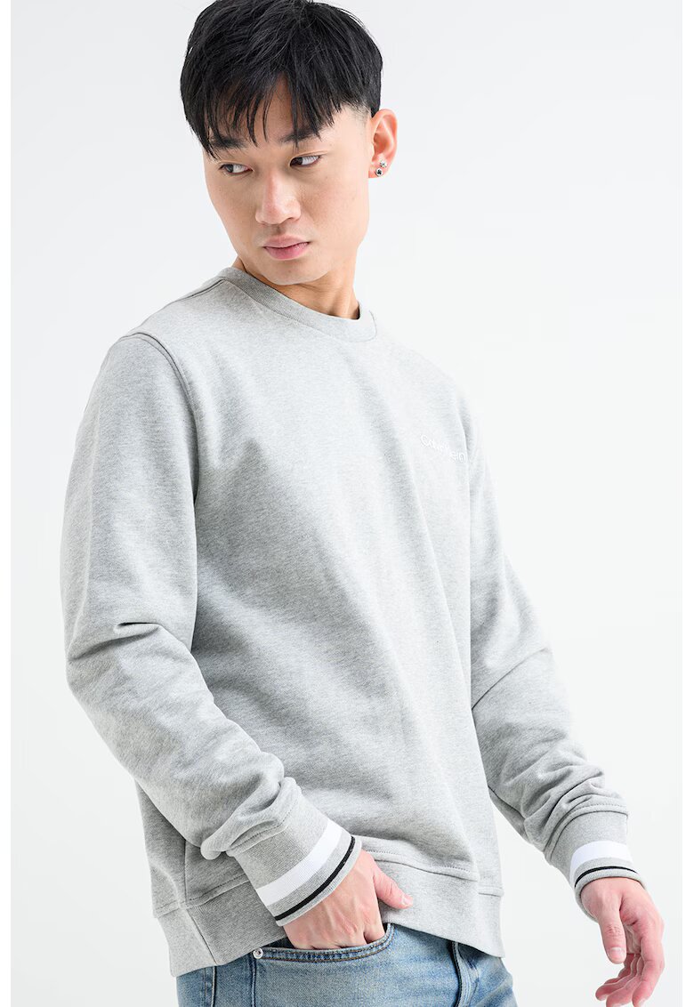 Calvin Klein Bluza de trening cu imprimeu logo - pentru fitness - Gri melange