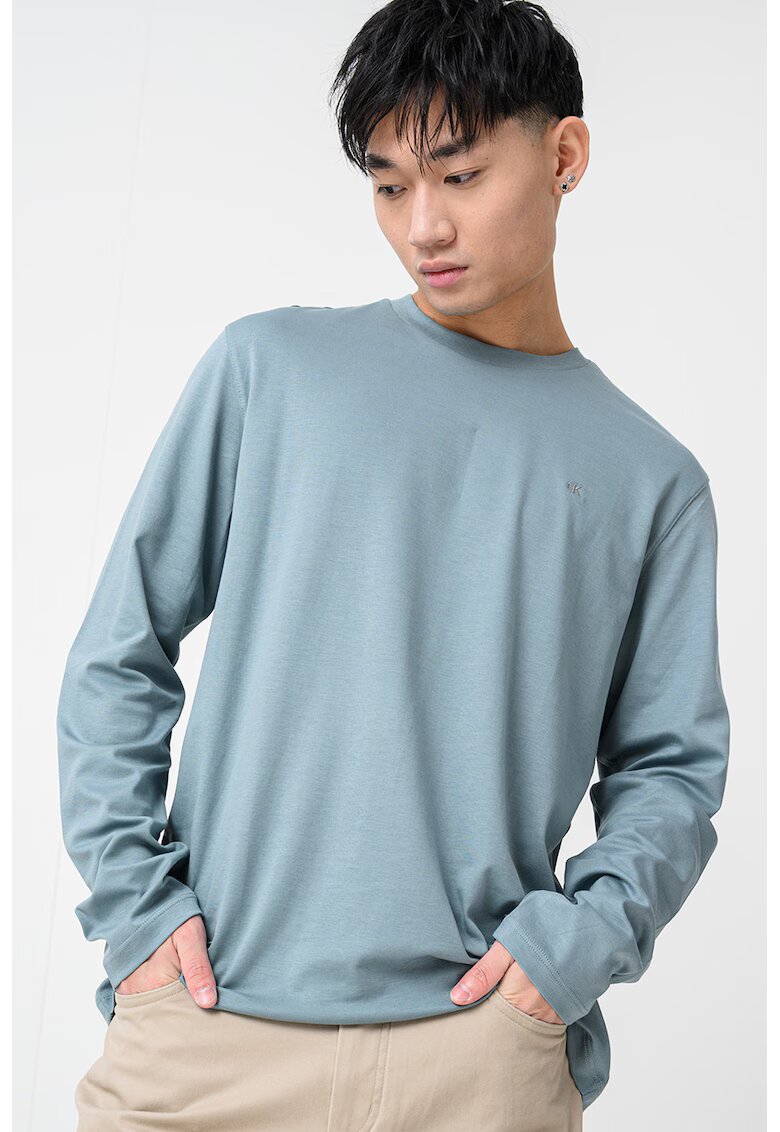 Calvin Klein Bluza uni din bumbac - Albastru petrol