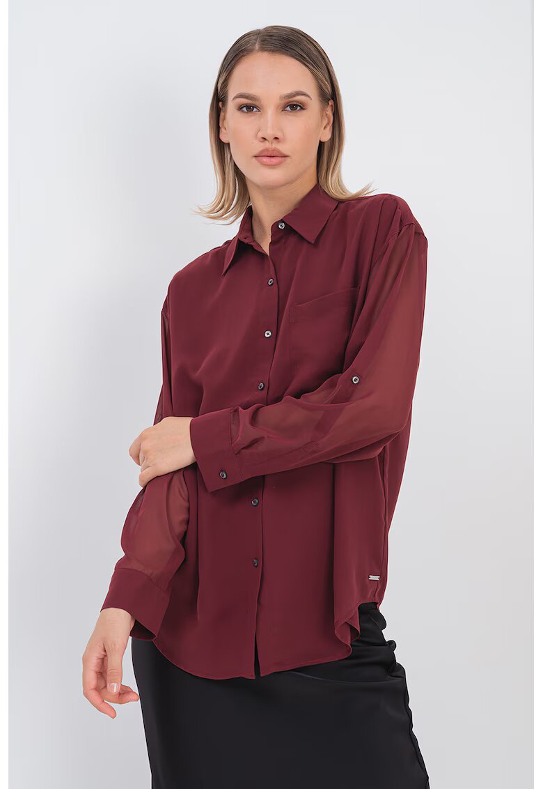 Calvin Klein Camasa cu maneci cazute - Violet tyrian