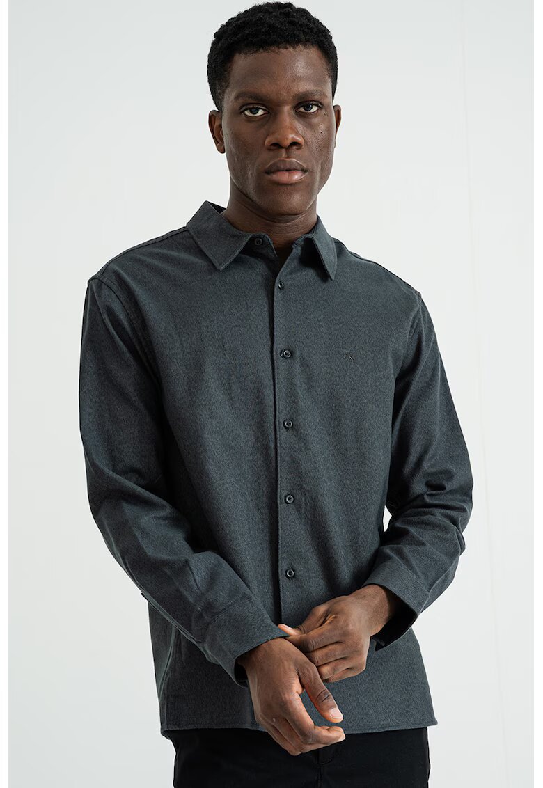 Calvin Klein Camasa regular fit de bumbac cu logo brodat - Gri antracit
