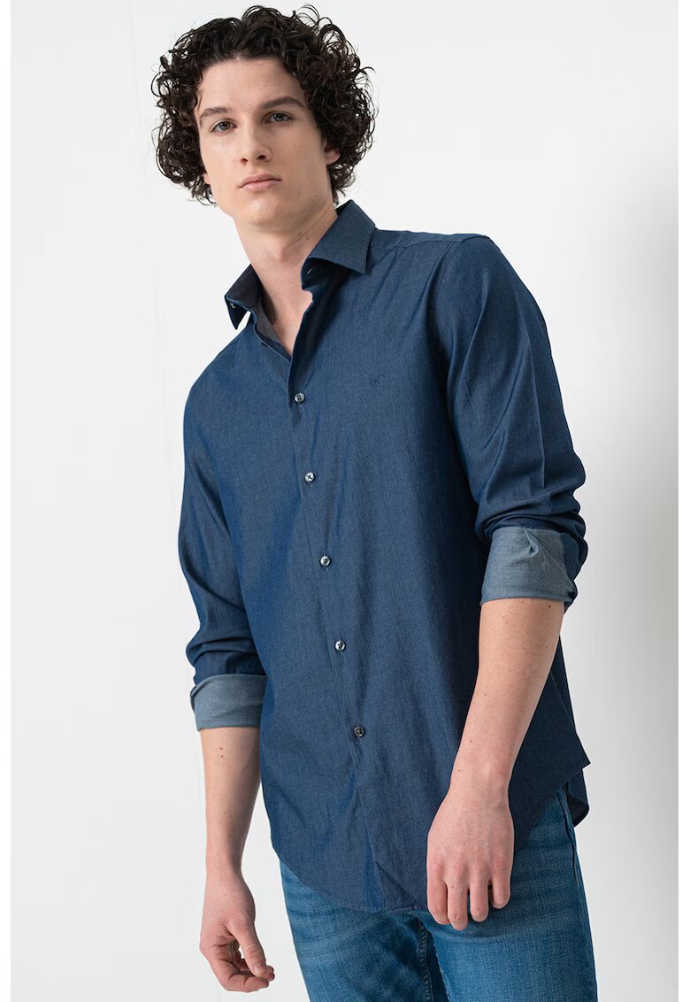 Calvin Klein Camasa regular fit din material chambray - Albastru melange