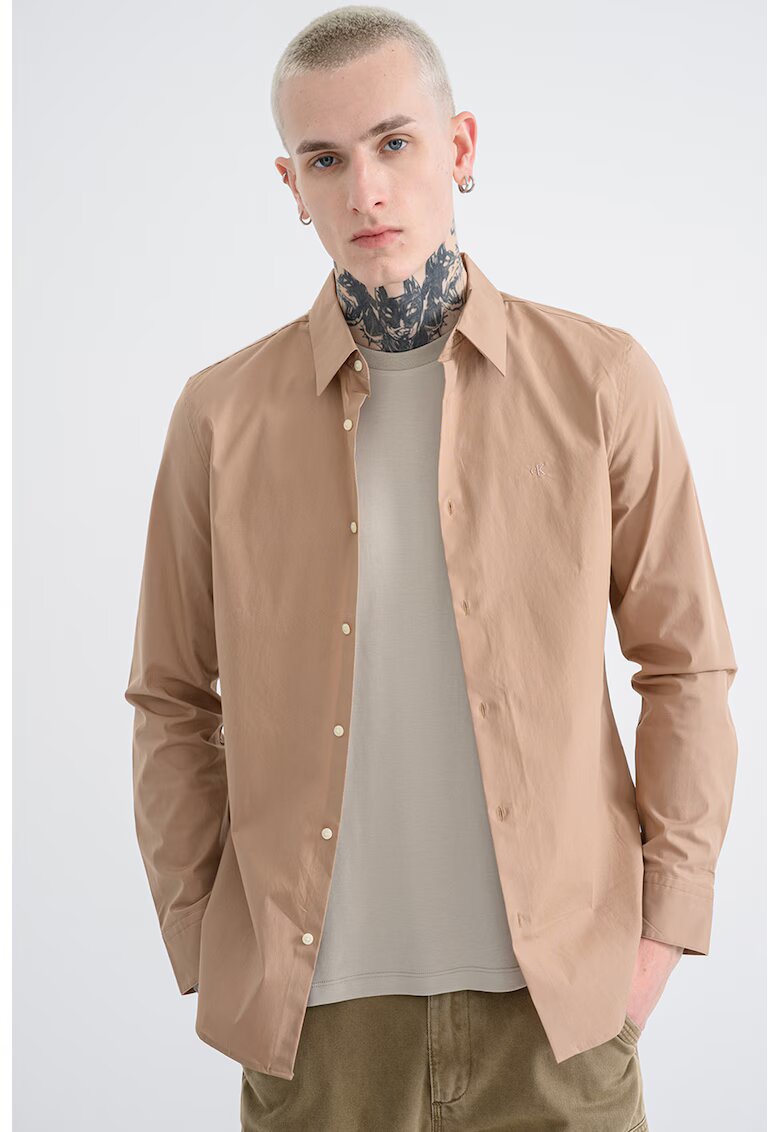 Calvin Klein Camasa slim-fit cu model uni