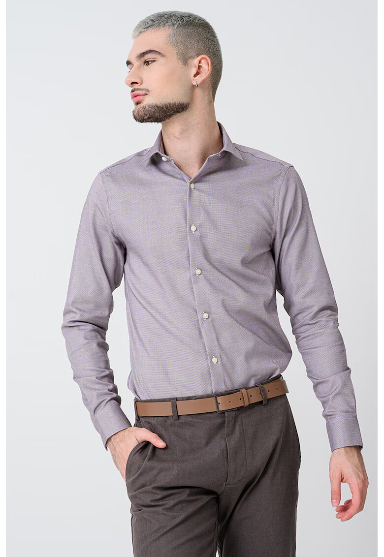 Calvin Klein Camasa slim-fit cu model uni - Alb/Violet pruna