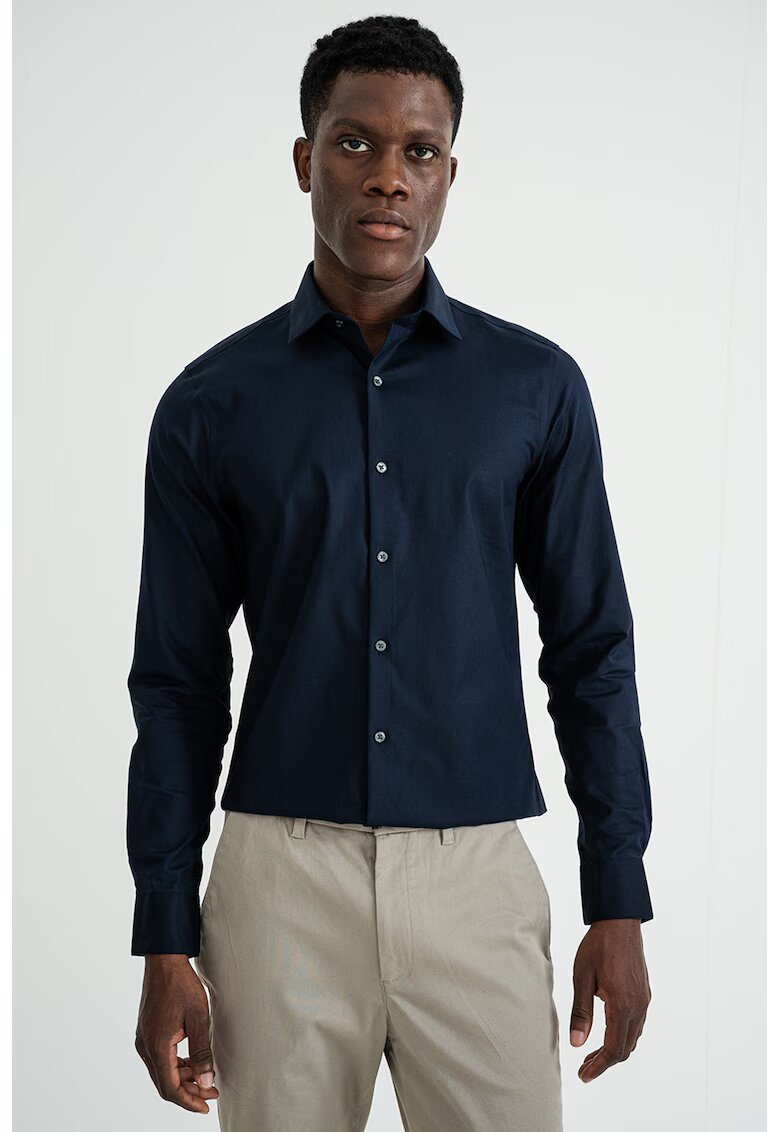 Calvin Klein Camasa slim-fit cu model uni - Albastru ultramarin