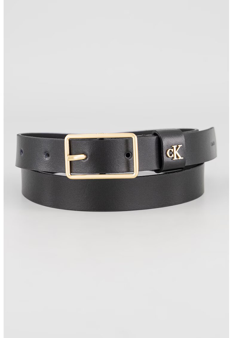 Calvin Klein Curea de piele cu logo - Negru stins