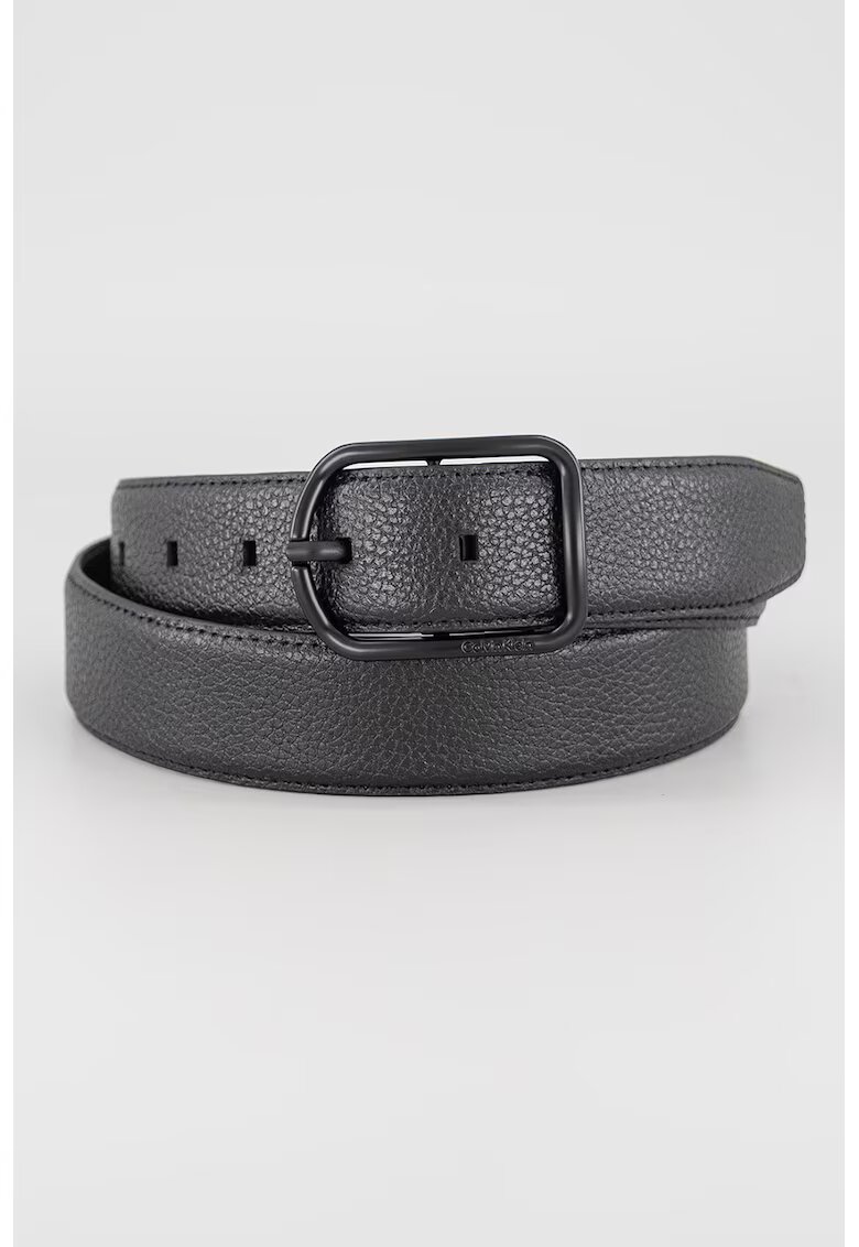 Calvin Klein Curea din piele cu catarama rotunda - Negru/Kaki