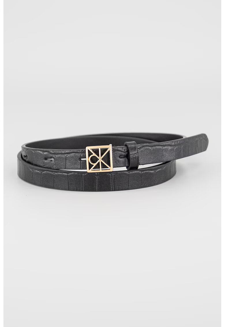 Calvin Klein Curea din piele cu model piele de crocodil - Negru