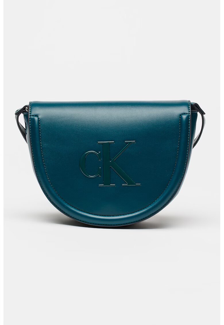 Calvin Klein Geanta crossbody de piele ecologica cu clapa - Verde persan