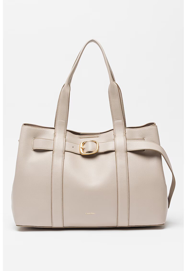 Calvin Klein Geanta de piele ecologica cu maner si catarama decorativa - Maro taupe deschis
