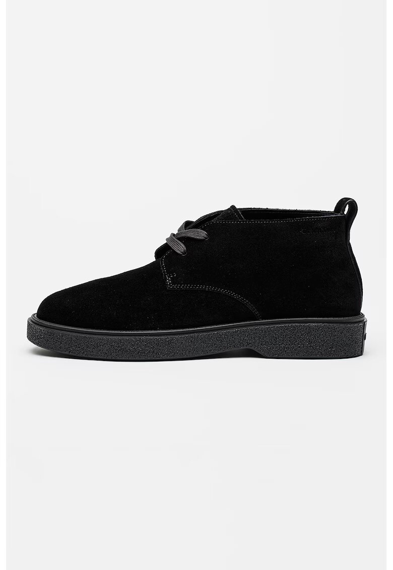 Calvin Klein Ghete de piele intoarsa cu sireturi - Negru